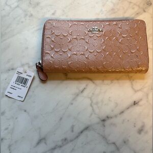 Coach Blush Pink Embossed Patent Leather Wallet NWT